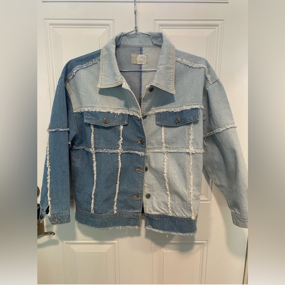 Women’s Denim Patchwork Jean Jacket Medium - image 6